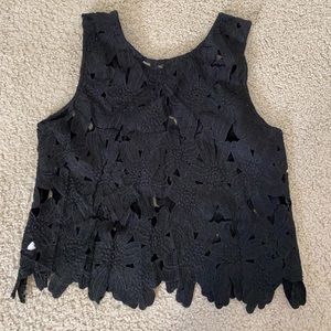 Black Flower Tank Top
